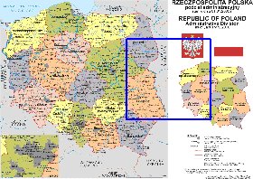 Administrativa mapa de Polonia em polones