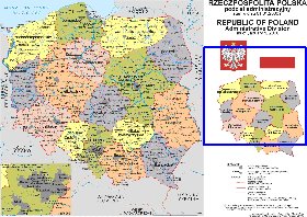 Administratives carte de Pologne en langue polonaise