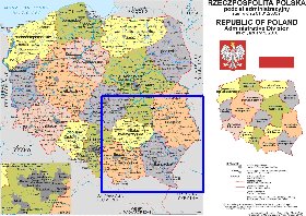 Administrativa mapa de Polonia em polones