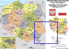 Administratives carte de Pologne en langue polonaise