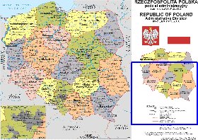 Administratives carte de Pologne en langue polonaise