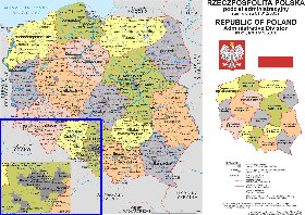 Administrativa mapa de Polonia em polones