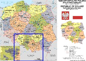 Administrativa mapa de Polonia em polones