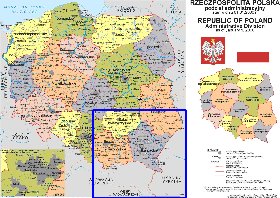 Administratives carte de Pologne en langue polonaise