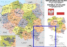 Administrativa mapa de Polonia em polones