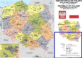 Administrativa mapa de Polonia em polones