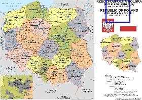 Administrativa mapa de Polonia em polones