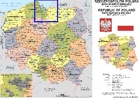 Administrativa mapa de Polonia em polones