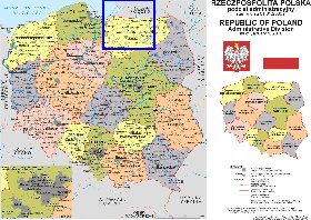 Administratives carte de Pologne en langue polonaise