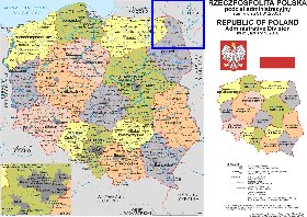 Administrativa mapa de Polonia em polones