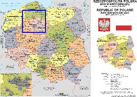 Administrativa mapa de Polonia em polones