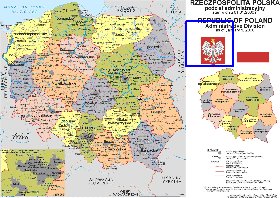 Administrativa mapa de Polonia em polones