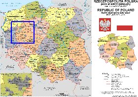 Administrativa mapa de Polonia em polones