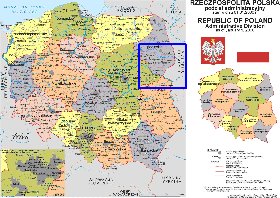 Administrativa mapa de Polonia em polones