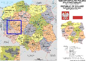 Administratives carte de Pologne en langue polonaise