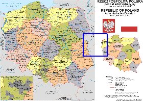 Administrativa mapa de Polonia em polones