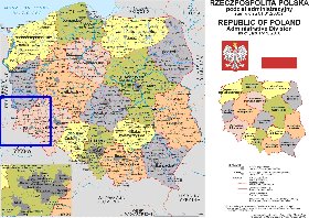 Administrativa mapa de Polonia em polones