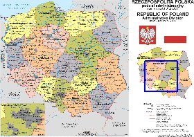 Administratives carte de Pologne en langue polonaise