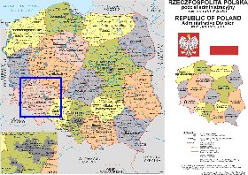 Administrativa mapa de Polonia em polones