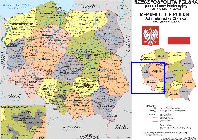 Administratives carte de Pologne en langue polonaise