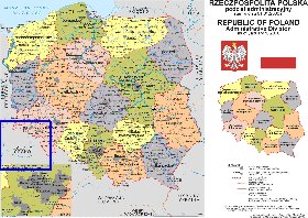 Administratives carte de Pologne en langue polonaise