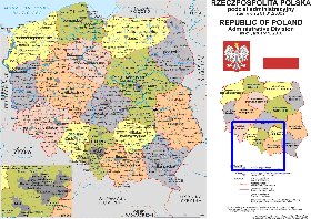 Administrativa mapa de Polonia em polones