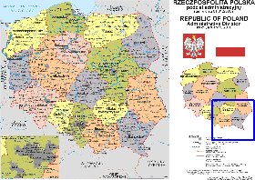 Administratives carte de Pologne en langue polonaise