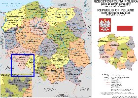 Administrativa mapa de Polonia em polones