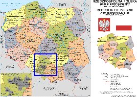 Administrativa mapa de Polonia em polones