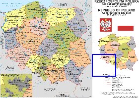 Administrativa mapa de Polonia em polones