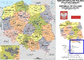 Administrativa mapa de Polonia em polones