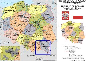 Administratives carte de Pologne en langue polonaise