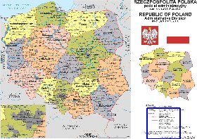 Administrativa mapa de Polonia em polones