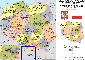 Administratives carte de Pologne en langue polonaise