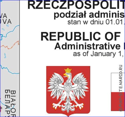 Administratives carte de Pologne en langue polonaise