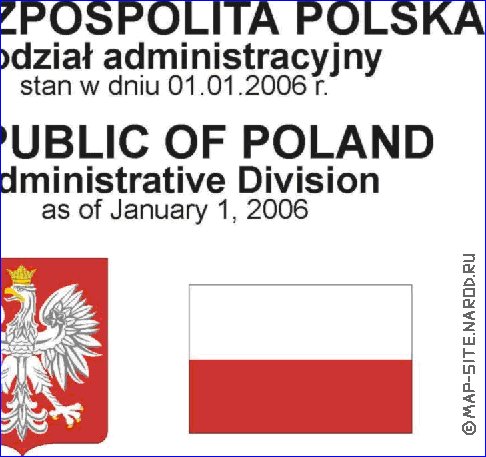 Administrativa mapa de Polonia em polones