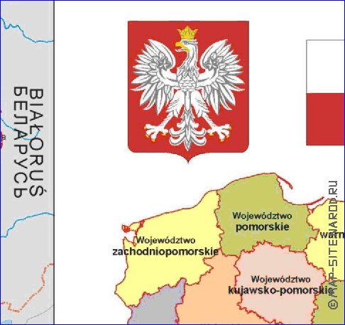 Administratives carte de Pologne en langue polonaise