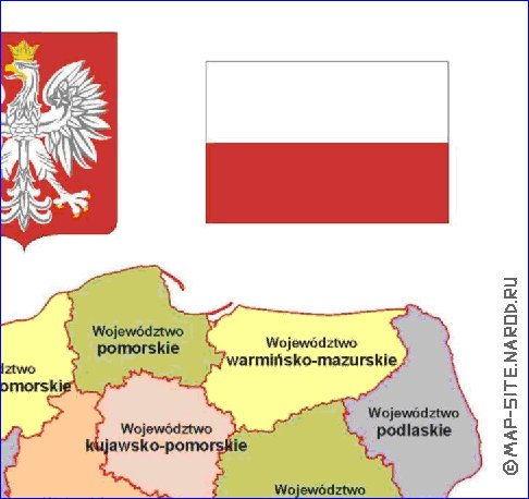 Administrativa mapa de Polonia em polones