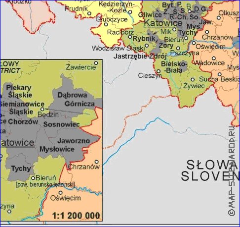 Administrativa mapa de Polonia em polones