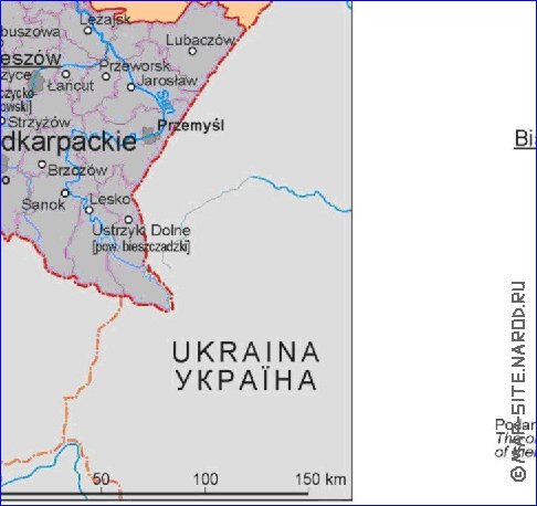 Administrativa mapa de Polonia em polones