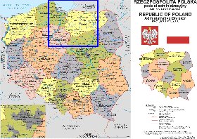 Administratives carte de Pologne en langue polonaise