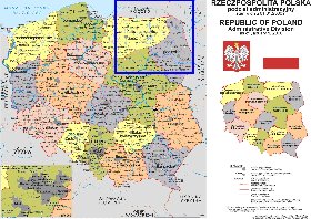 Administratives carte de Pologne en langue polonaise