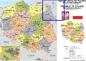 Administrativa mapa de Polonia em polones