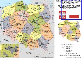 Administrativa mapa de Polonia em polones