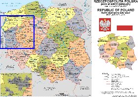 Administrativa mapa de Polonia em polones