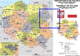 Administrativa mapa de Polonia em polones