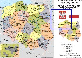 Administratives carte de Pologne en langue polonaise