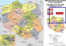 Administrativa mapa de Polonia em polones