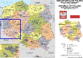 Administrativa mapa de Polonia em polones