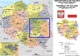 Administratives carte de Pologne en langue polonaise